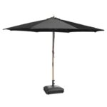 Yescom 13ft XL Heavy Duty Solid Wood Outdoor Patio Umbrella with Base Parasol Wheels Stand for Bistro Market Table Garden Deck Yard Poolside Black