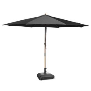 Yescom 13ft XL Heavy Duty Solid Wood Outdoor Patio Umbrella with Base Parasol Wheels Stand for Bistro Market Table Garden Deck Yard Poolside Black