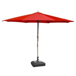 Yescom 13ft XL Heavy Duty Solid Wood Outdoor Patio Umbrella with Base Parasol Wheels Stand for Bistro Market Table Garden Deck Yard Poolside Red