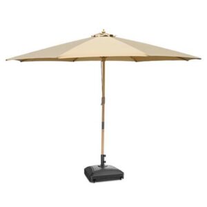 Yescom 13ft XL Heavy Duty Solid Wood Outdoor Patio Umbrella with Base Parasol Wheels Stand for Bistro Market Table Garden Deck Yard Poolside Tan