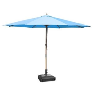 Yescom 13ft XL Heavy Duty Solid Wood Outdoor Patio Umbrella with Base Parasol Wheels Stand for Bistro Market Table Garden Deck Yard Poolside Blue