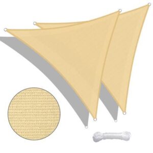 Yescom 2 Pack 11 Ft 97% UV Block Triangle Sun Shade Sail Canopy Outdoor Pool Lawn Deck