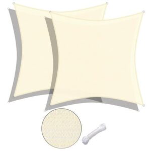 Yescom 2 Pack 16x16 Ft 97% UV Block Square Sun Shade Sail Heavy Duty HDPE Canopy Yard