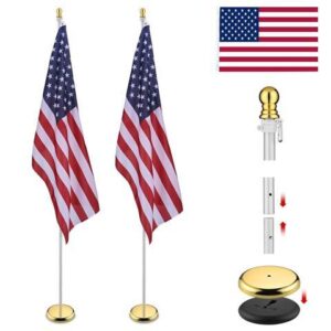 Yescom 2 Pack 8 Ft Sectional Flag Pole Kit Gold Ball Finial 3x5 Ft US Flag Indoor