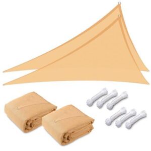 Yescom 22 Ft 97% UV Block Triangle Sun Shade Sail Canopy Outdoor Patio Cover Net 2 Pack