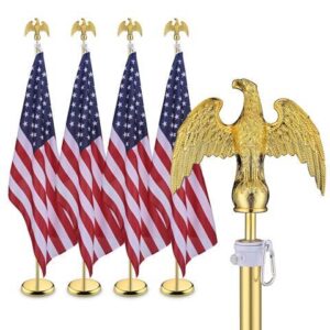 Yescom 4 Pack 6 Ft Aluminum Sectional Indoor Flagpole Kit Eagle Finial US Flag