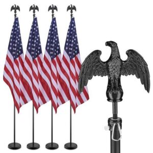 Yescom 4 Pack 8Ft Sectional Indoor Flag Pole Kit Eagle Topper 3x5 Ft US Flag