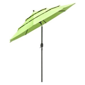 Yescom 9 Ft 3 Tier Patio Umbrella with Crank Handle Push to Tilt Aluminum Market Yard