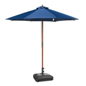 Yescom 9ft Solid Wood Outdoor Patio Umbrella with Base Included Parasol Wheels Stand for Bistro Market Garden Deck Yard Poolside Navy