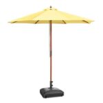 Yescom 9ft Solid Wood Outdoor Patio Umbrella with Base Included Parasol Wheels Stand for Bistro Market Garden Deck Yard Poolside Yellow