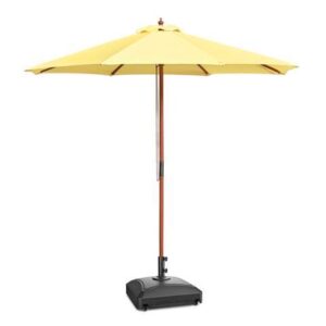 Yescom 9ft Solid Wood Outdoor Patio Umbrella with Base Included Parasol Wheels Stand for Bistro Market Garden Deck Yard Poolside Yellow