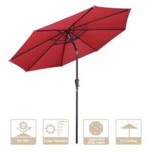 Yescom 9Ft UV50+ Aluminum Outdoor Table Patio Umbrella with Crank Tilt 3000PA Sunshade Deck Yard Garden Pool Balcony