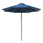 Yescom 9FT Wooden Patio Umbrella UV30+ for Beach Pool Wedding Party Table Market Garden Yard Hotel Deck Cafe Navy
