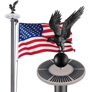 Yescom Bravery 20' Aluminum 13Gauge Sectional Flag Pole Kit w/ Solar Powered Light US Flag Eagle Topper for Outside House Outdoor