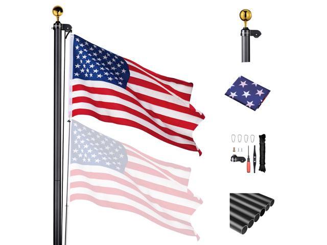 Yescom Bravery 30ft 13 Gauge Sectional Flag Pole Kit Aluminum for Outside House Inground Yard Garden Residential