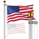 Yescom Bravery 30Ft Sectional Flag Pole Kit Aluminum Outside Inground Yard Garden with 3'x5' USA Flag Ball Top Silver