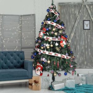 Yescom Christmas Tree Artificial,6Ft Green Xmas Tree,Folded Hinged,670 Branch Tips Party Decoration
