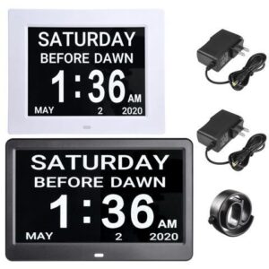 Yescom LCD Day Clock Digital Calendar Alarm Large Display Dementia Home Office 2 Pack