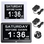 Yescom LCD Day Clock Digital Calendar Alarm Large Display Dementia Home Office 2 Pack