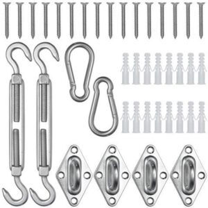 Yescom Rectangle Sun Shade Sail Hardware Kit 304 Anti-Rust Stainless Steel Patio Lawn