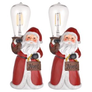 Yescom Resin Santa Claus Light Christmas Party Tabletop Decoration with LED Lamp 2 Pack