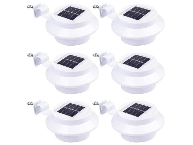 Yescom Solar Gutter Light Outdoor Waterproof 3 LED Deck Fence Lights with Bracket Wall Garden Stair Yard White 6Pcs