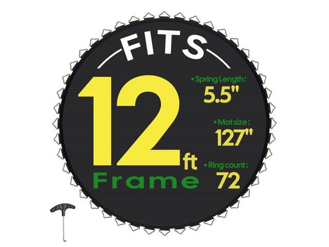 Yescom Trampoline Replacement Mat W/72V-Ring For 12" Trampoline Frame 5" Spring, UV Resistant 8 Row Stitch Jumping Mat