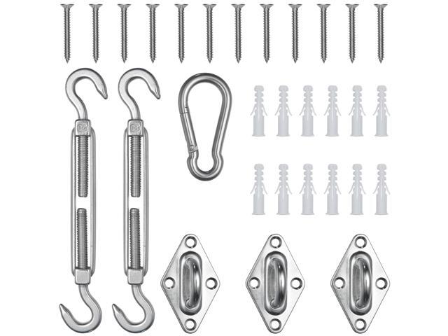 Yescom Triangle Sun Shade Sail Hardware Kit 304 Anti-Rust Stainless Steel Lawn Garden