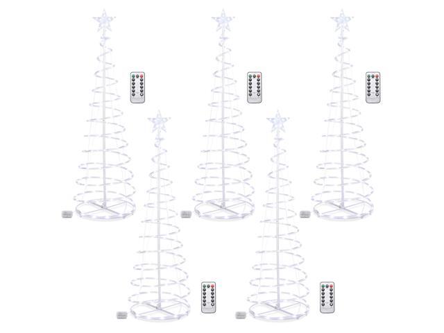 Yescom Twinkle 5Ft Spiral Christmas Tree Light 182 LED 8 Model for Indoor Outdoor Yard Decoration Cool White 5Pack