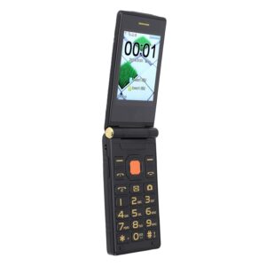 Yoidesu Dual SIM Flip Phone Unlocked Dual Standby Flip Cell Phone for Seniors with Alloy Hinge, 3in Internal & 2.6in External Screen, Large Fonts Icons, Voice Broadcast (Black)