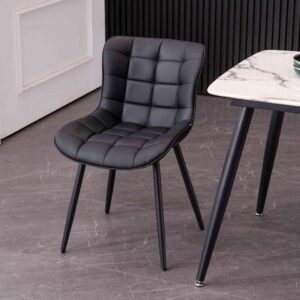 YOUTASTE Black Dining Chairs Set of 2 Faux Leather Square Thick Upholstered Kitchen Dining Room Chair Modern Vanity Lounge Makeup Chairs with Back for
