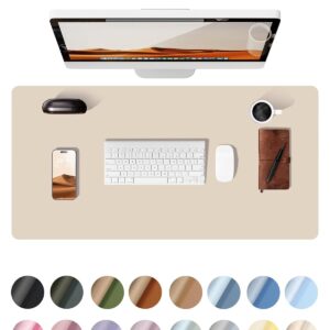 YSAGi Leather Desk Pad Protector, Large Mouse Pad, Non-Slip PU Leather Desk Blotter, Waterproof Writing Pad for Office and Home (31.5" x 15.8", Eggshell)