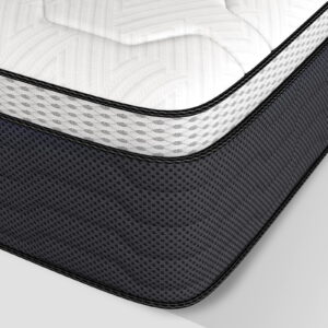 Z-HOM Queen Mattress 14 Inch,Hybrid Mattresses in a Box,Memory Foam Mattress of Individual Pocket Spring,Medium Firm,White