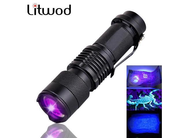 z90+ UV Light Portable mini penlight Light Cree Q5 LED Flashlight Waterproof 3 Modes zoomable Adjustable focus Lantern