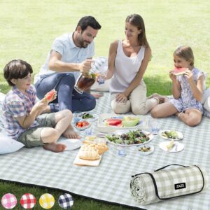 ZAZE Extra Large Picnic Outdoor Blanket, 80''x80'' Waterproof Foldable Blankets Gingham Picnic Mat for Beach, Camping Grass Lawn Park Accessories Cute Couple Gifts Ideas Wedding...