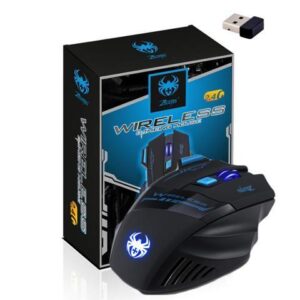 Zelotes 2.4G Ergonomic Wireless Mouse with USB Nano Receiver,4 Adjustable DPI Levels,7 Buttons LED Portable Mobile Gaming Mice for PC, Laptop,