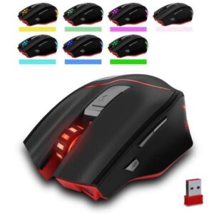 Zelotes 3200DPI Rechargeable Dual-Mode Wired / Wireless Mouse,6 Adjustable DPI Levels,7 Buttons LED Portable Computer gaming mouse Mice with USB Nano