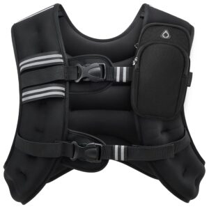 ZELUS Weighted Vest, 6lb/8lb/12lb/16lb/20lb/25lb/30lb Weight Vest with Reflective Stripe for Workout, Strength Training, Running, Fitness, Muscle Building, Weight Loss,...
