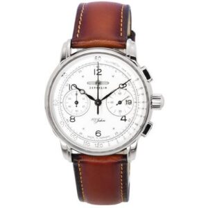Zeppelin 100 Jahre Chronograph Leather Strap White Dial Quartz 86761 Men's Watch