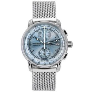 Zeppelin 100 Jahre Ed 1 Chronograph Ice Blue Dial Quartz 8670M4 Men's Watch