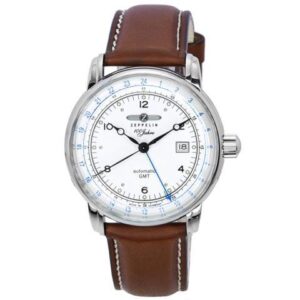 Zeppelin 100 Jahre GMT Leather Strap Silver Dial Automatic 86661 Men's Watch