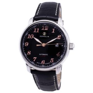 Zeppelin LZ 127 Graf Automatic Black Dial Leather Strap 76562 50M Mens Watch