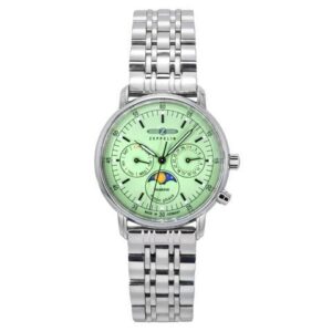 Zeppelin LZ 14 Marine Moon Phase Green Dial Dress Quartz Women's Watch 8637M4