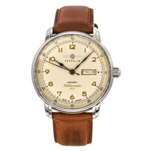 Zeppelin Mediterranee 1921 Leather Strap Beige Dial Automatic 96645 Men's Watch