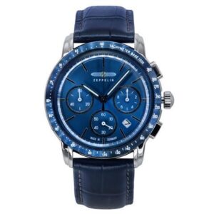Zeppelin New York Chronograph Leather Strap Blue Dial Quartz 88783 Men's Watch