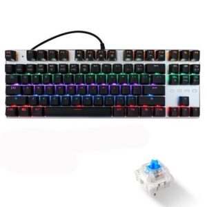 ZERO 87 Keys USB Wired Gaming Keyboard 9 Kind of Rainbow Backlit With Blue Switch,Black keycap
