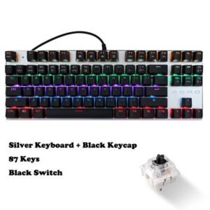 ZERO Wired Gaming Keyboard 9 Kind of Rainbow Backlit, with Black Switch, 87 keys, (Black Switch,Black keycap)