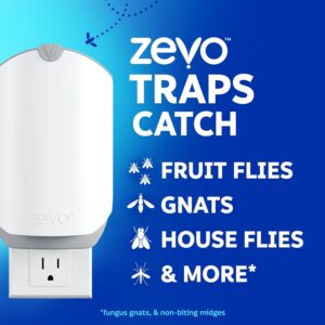 Zevo Flying Insect Trap & 3 Cartridges - Plug in Fly Trap & Indoor Bug Catcher for Gnats, House & Fruit Flies - Mess-Free - Use in Any Room - Uses Blue & UV Light (1 Plug in...