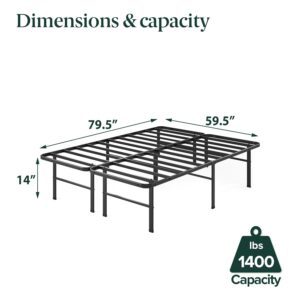 Zinus Rumi 14in Queen Metal Bed Frame, Quick Assembly SmartBase® Mattress Foundation, Heavy Duty Sturdy Steel with No Box Spring Needed, Eco-Friendly Packaging, Black