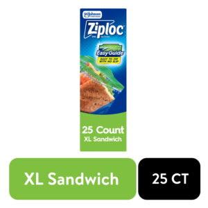 Ziploc® Brand XL Sandwich Bags with EasyGuide™ Texture, Grip 'n Seal Technology™, 25 count